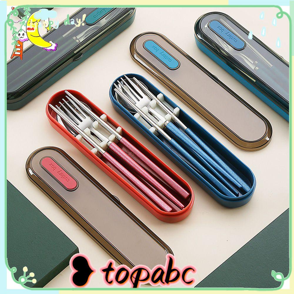 Top 3PCS/Set Sendok Garpu Sumpit Set Portable Reusable Alat Makan Camping Cutlery Set