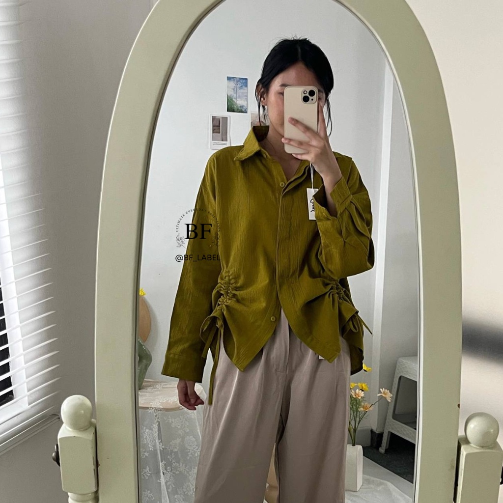 Evolet Shirt 2033 | Kemeja Serut Wanita | Kemeja Linen Crinkle by @bf_label