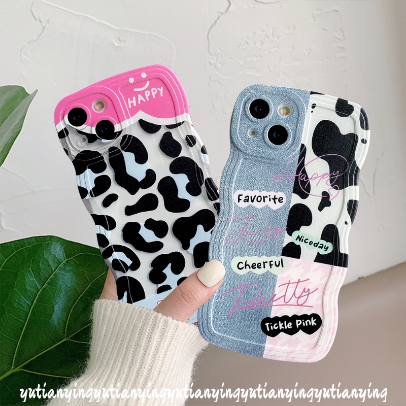 REDMI Motif Sapi Leopard Untuk Redmi9 10 10A A1 A1+10C 9T 9A 9C Note9 8 10 11 10s 10Pro 9Pro Note 11Pro+9s 11s Mi 11T Pro POCO M3 X3 NFC Pro Wavy Edge Denim Pattern Splicing Sarung Soft Cover