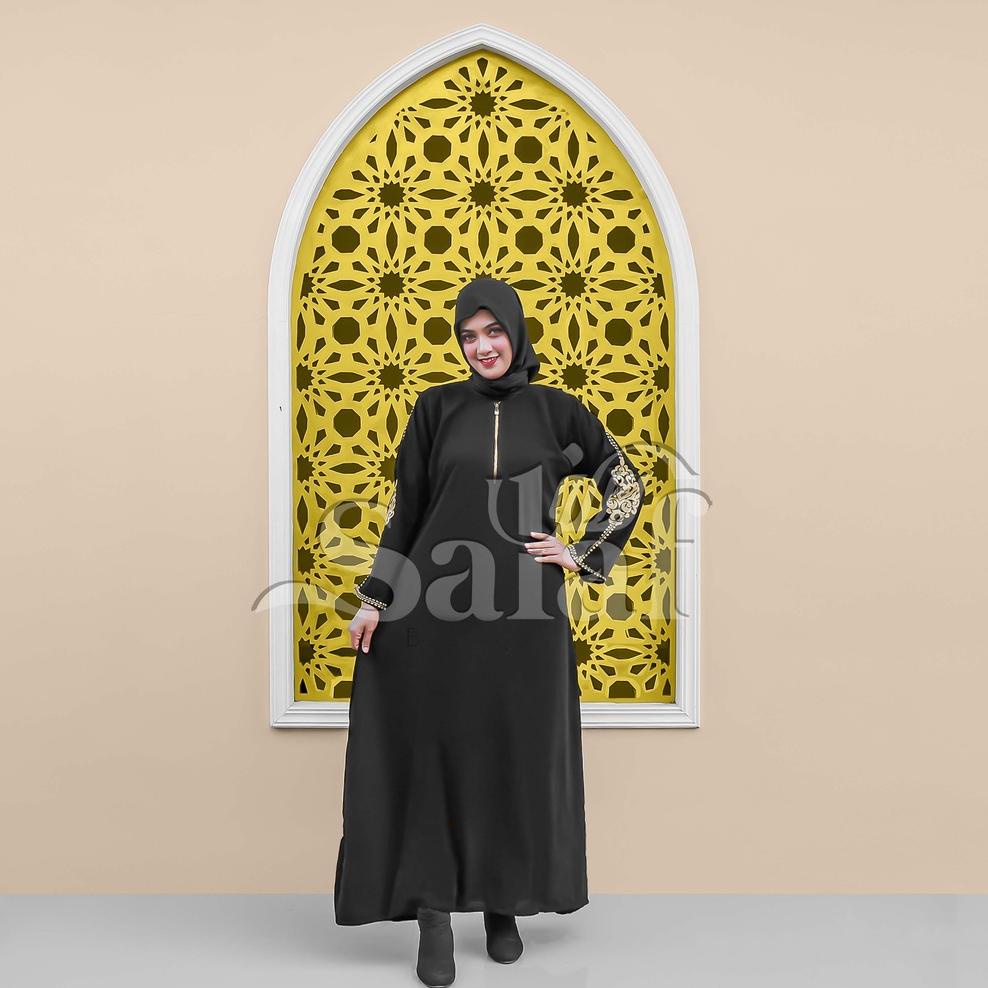 ⇫ Abaya couple Arab Bordir Melati Turkey India Jetblack Hitam ⇱