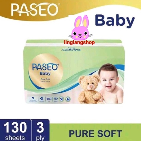 PASEO BABY PURE SOFT 130 S / 50 sheet tissue facial tisu kering Bayi 3 ply hijau (no.112)