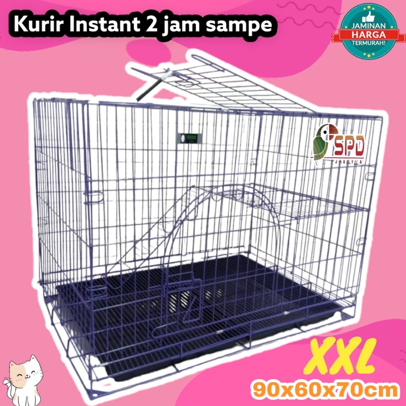 KANDANG KUCING BESI LIPAT SUPER JUMBO MURAH SIZE XXL 90x60x70cm