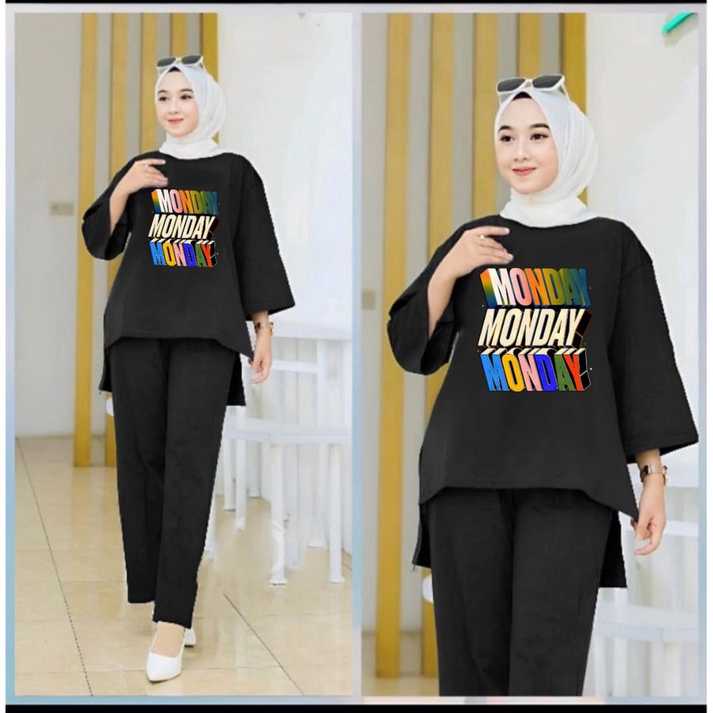 Setelan Tunik Monda / Set Blouse Senyawa Wanita