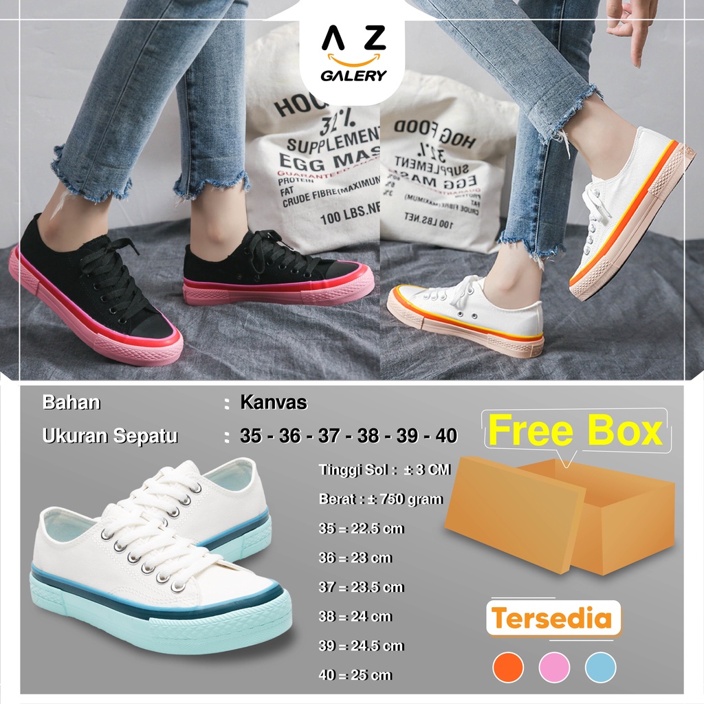 Sepatu Sneakers Wanita Tali Fashion Style Korea Shoes Casual Trendy Sepatu Jalan Jalan Cewek Kanvas Free Box Azgalery SPT-47