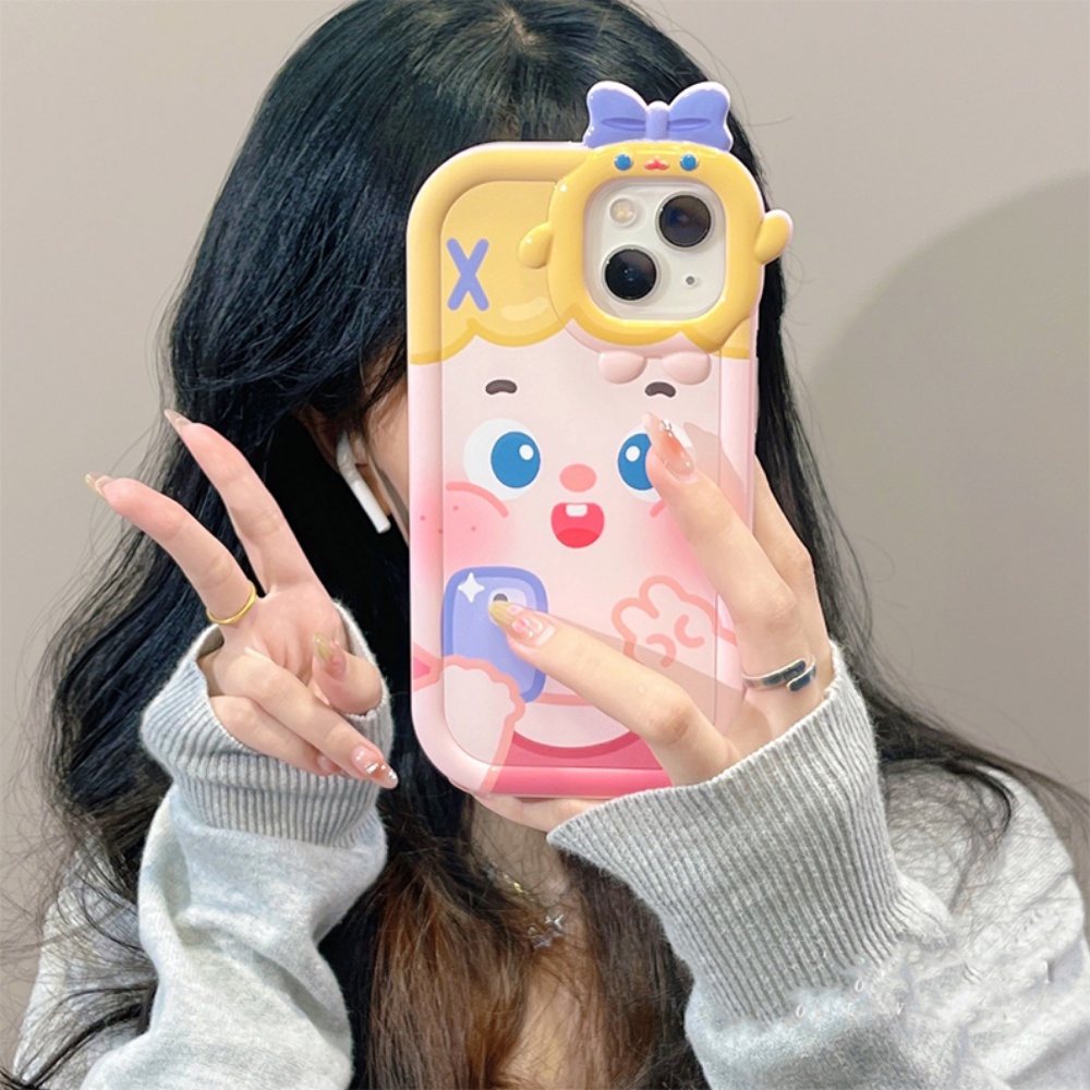 Realme 10 C55 C33 C35 C30 C31 C25Y C25 9i C20A C21 C12 C11 C20 C21Y C17 C15 C3 5i 6i 7i 5s 5 C2 Narzo 50A Creative Bow Monster Lens Case Kartun Korea Cewek Lucu Soft Cover BY