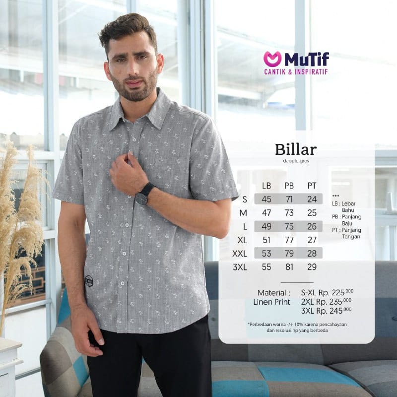 MUTIF | Billar Dapple Grey | Billar Heather Blue | Koko Kemeja MuTif | Koko Jumbo / ORI 100%