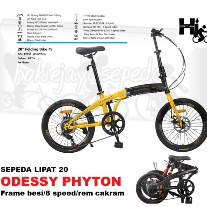 Sepeda Lipat Odessy 20" Phyton Operan Shimano 7 Speed Rem Disc Brake