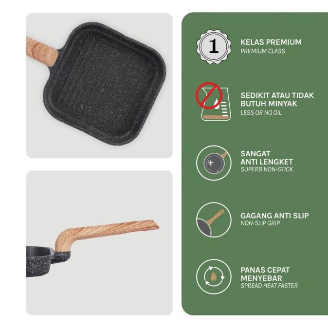 Debellin Black Mini Grill Pan 14 cm - Pemanggang Granite Premium silahkan di pesan