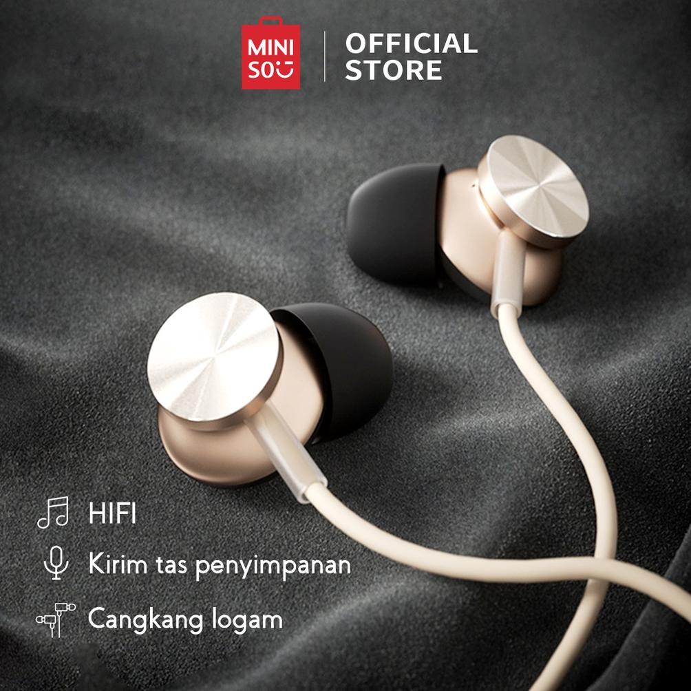 MINISO Hi-Fi Earphone Stereo Headset Mic In-ear Aluminium Earphones in-line mic with HD Sound & 3.5m