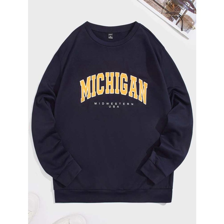 MICHIGAN USA Sweatshirt Basic II Sweater Crewneck Print DTF II Sz M - XL Anak &amp; Dewasa ( Pria &amp; Wanita )