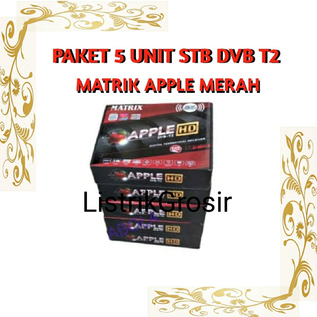 5 UNIT SET TOP BOX DVB T2 MATRIX APPLE MERAH PAKETAN 5 UNIT