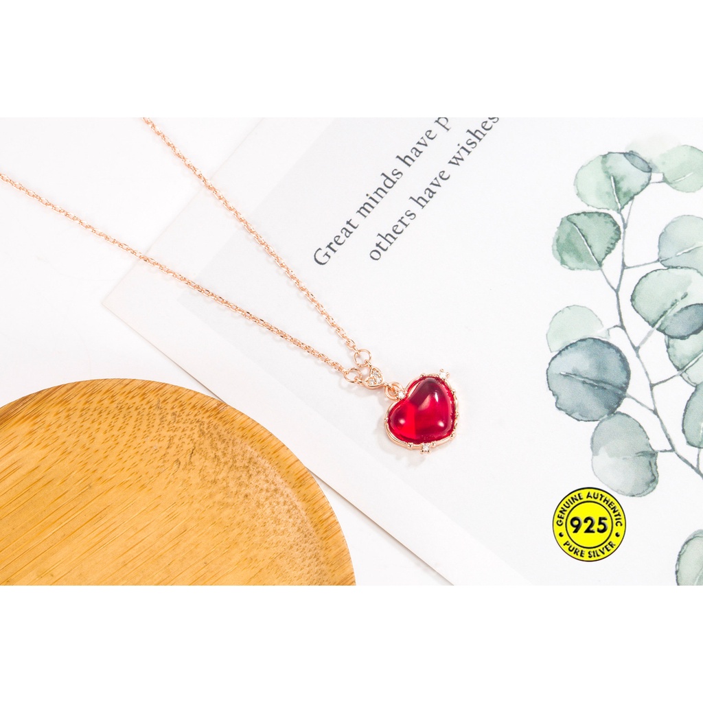 Rantai Klavikula Ultra-Halus Hati Merah Kecil Retro Untuk Wanita U1125