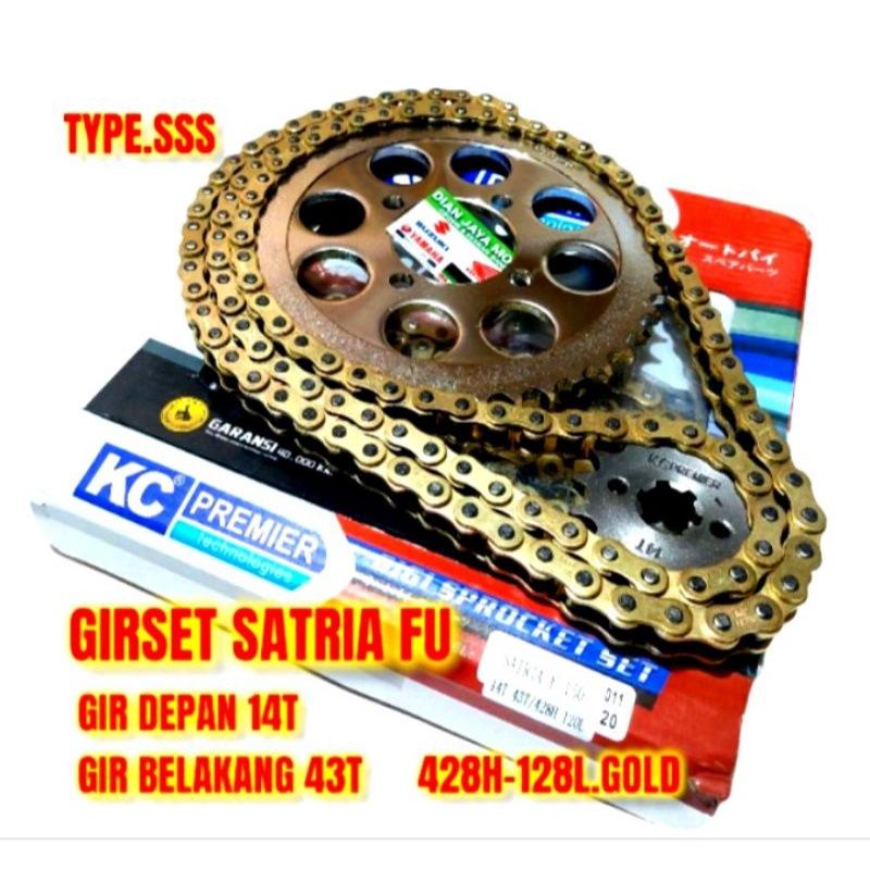 GIRSET SATRIA FU 2012 SUZUKI SATRIA FU OLD 14T/43T 428H-128L GOLD KC PREMIER GEAR SET GIRSET GEARSET