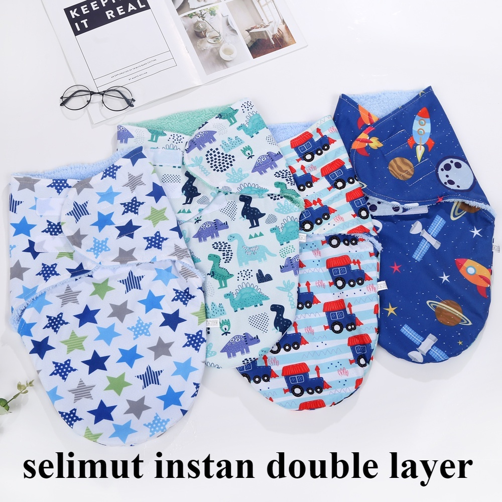 baby swaddle Selimut bayi instant fleece lembut halus bedong instal perekat sweddle baby newborn sleepingbag