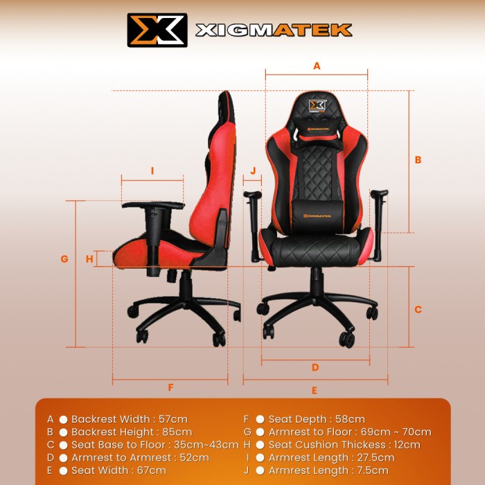 GAMING CHAIR / KURSI GAMING XIGMATEK HAIRPIN RED