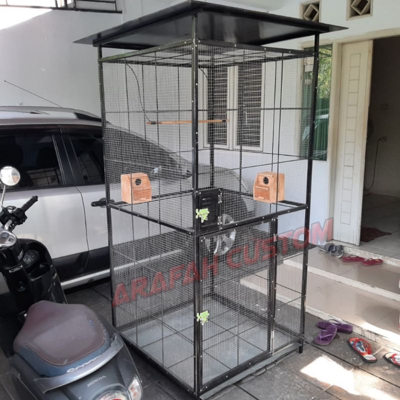 Sangkar Kandang Burung Ternak Umbaran Koloni Besi Kotak Lovebird Murai Kenari Beo Kakak Tua Falk Sun