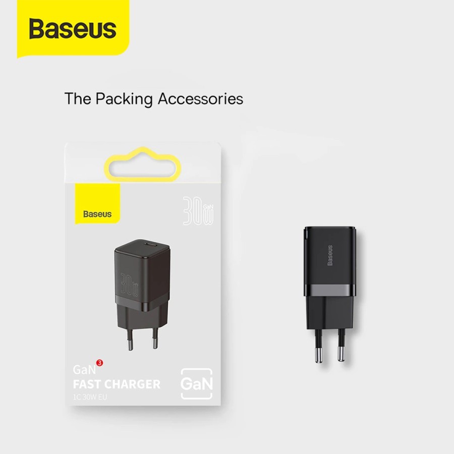 BASEUS GAN CHARGER 3 SMART FAST CHARGER 1C 30W EU