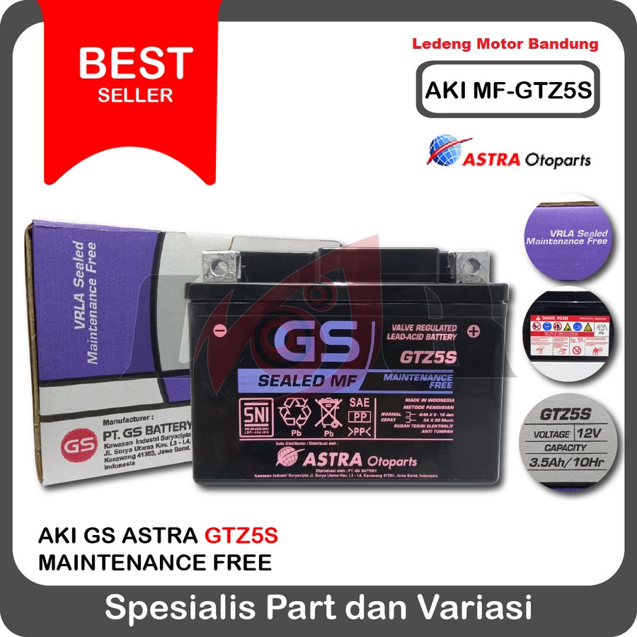 GS Astra GTZ5S MF Aki Kering Kecil 12V Accu GTZ-5s