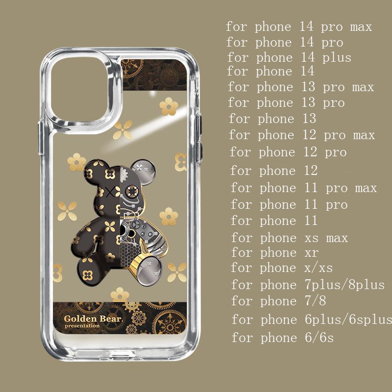 IPHONE Powr Bear Soft Phone Case Lucu Kompatibel Untuk Iphone11 14 13 12 Pro XS Max X XR Casing Tahan Guncangan7 8 6 6S Plus Cover TPU Transparan