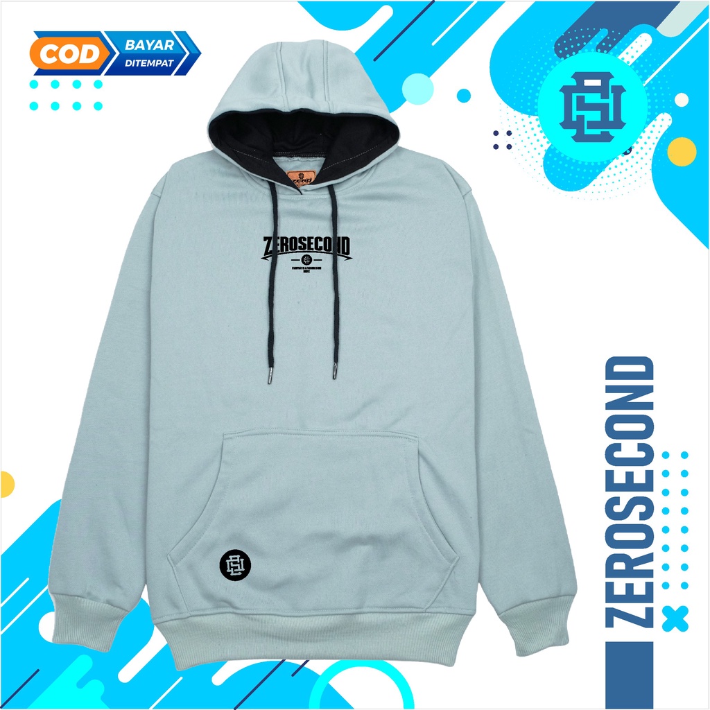 Zero.Second Sweater Hoodie Pria Autentic Logo ZS Warna MINT Bahan Catton Flecee Gramasi 280S Permium Tebal Full Varisn Warna