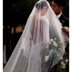 RETRO PEARLS VEIL WEDDING TRAVEL BRIDAL VEILS WEDDING VEIL LONG