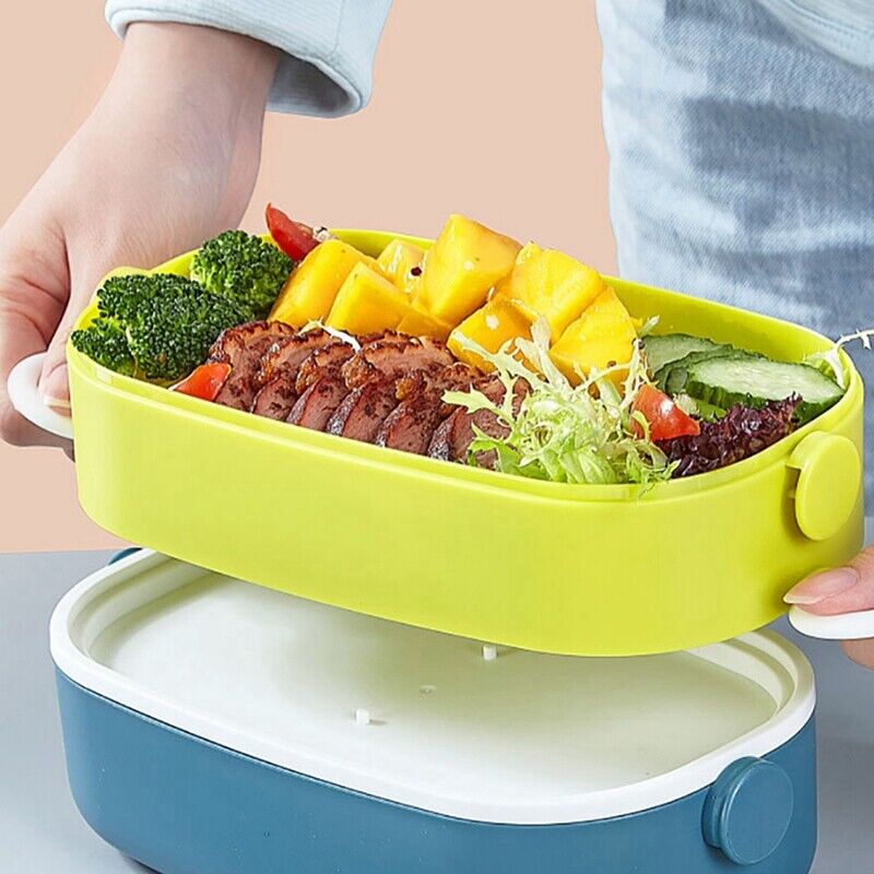 Lunch Box Healthy Life Kotak Bekal Makan Portable Free Sendok Garpu 2 Susun