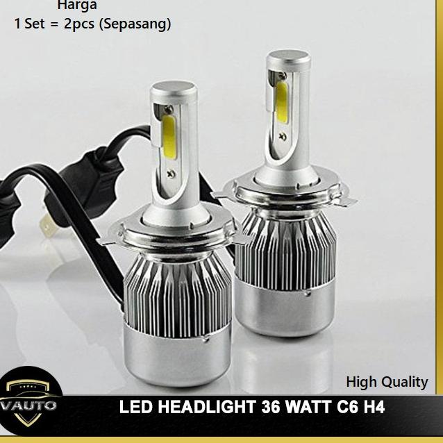Terkini⁎➝ LED Headlight C6 36 Watt H4 / LED H4 Ultra Bright DIM 33 ➝