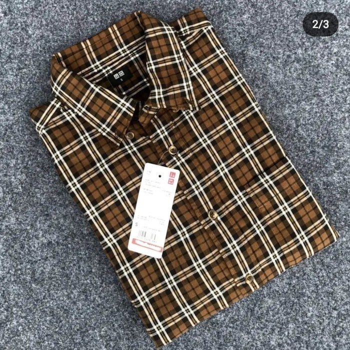 Best Seller Uniqlo Flannel Checked Long Sleeve Shirt - Brown