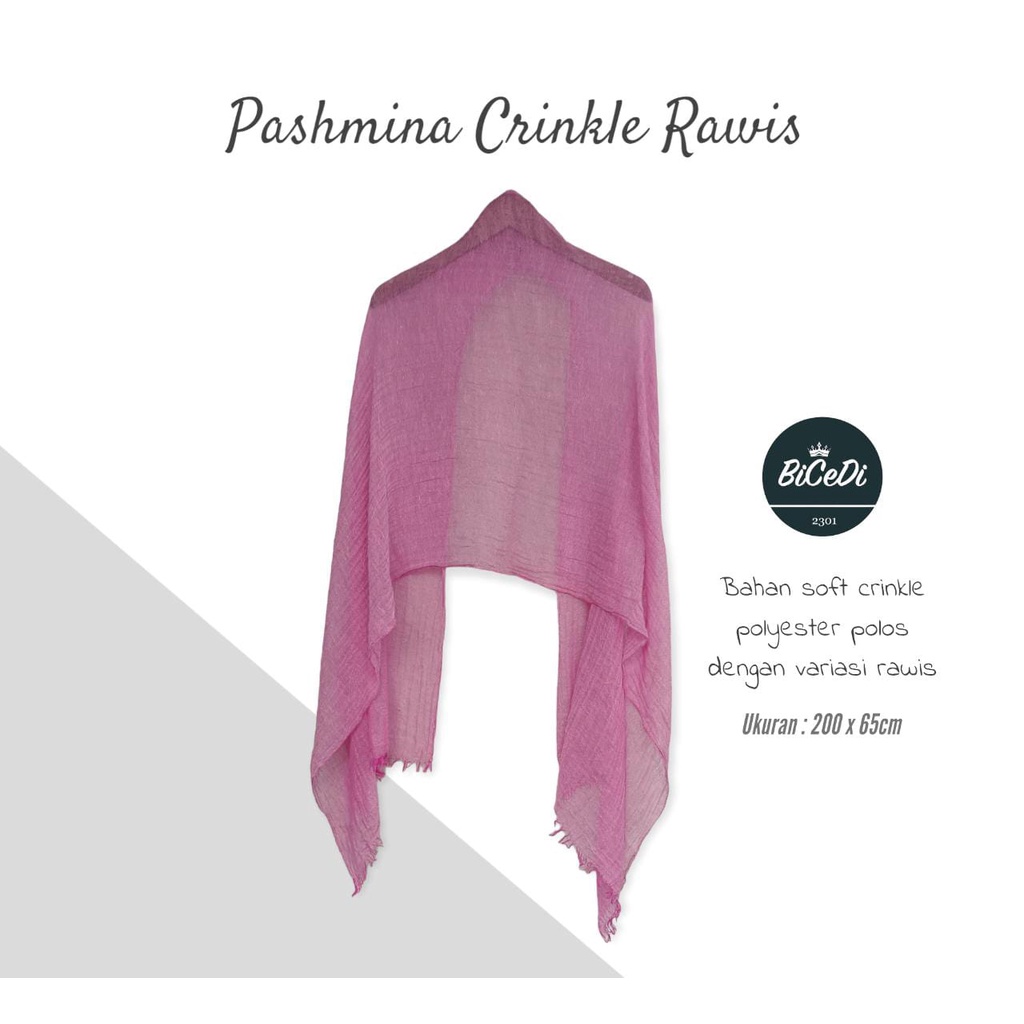 Pashmina Polos Crinkle Rumbai bahan Viscose polyester / Jilbab Selendang kekinian MURAH