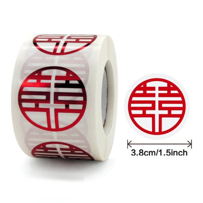 

Stiker Suang Xi Kawinan Xuang Xi Sang jit Shuang Xi Double Happiness Chinese Wedding Red Foil 3,8 cm
