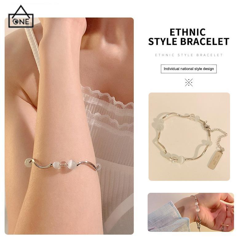 COD❤️Gelang Tangan Manik-Manik Opal Aksen Rumbai Panjang Untuk Wanita Fashion Korea-A.one