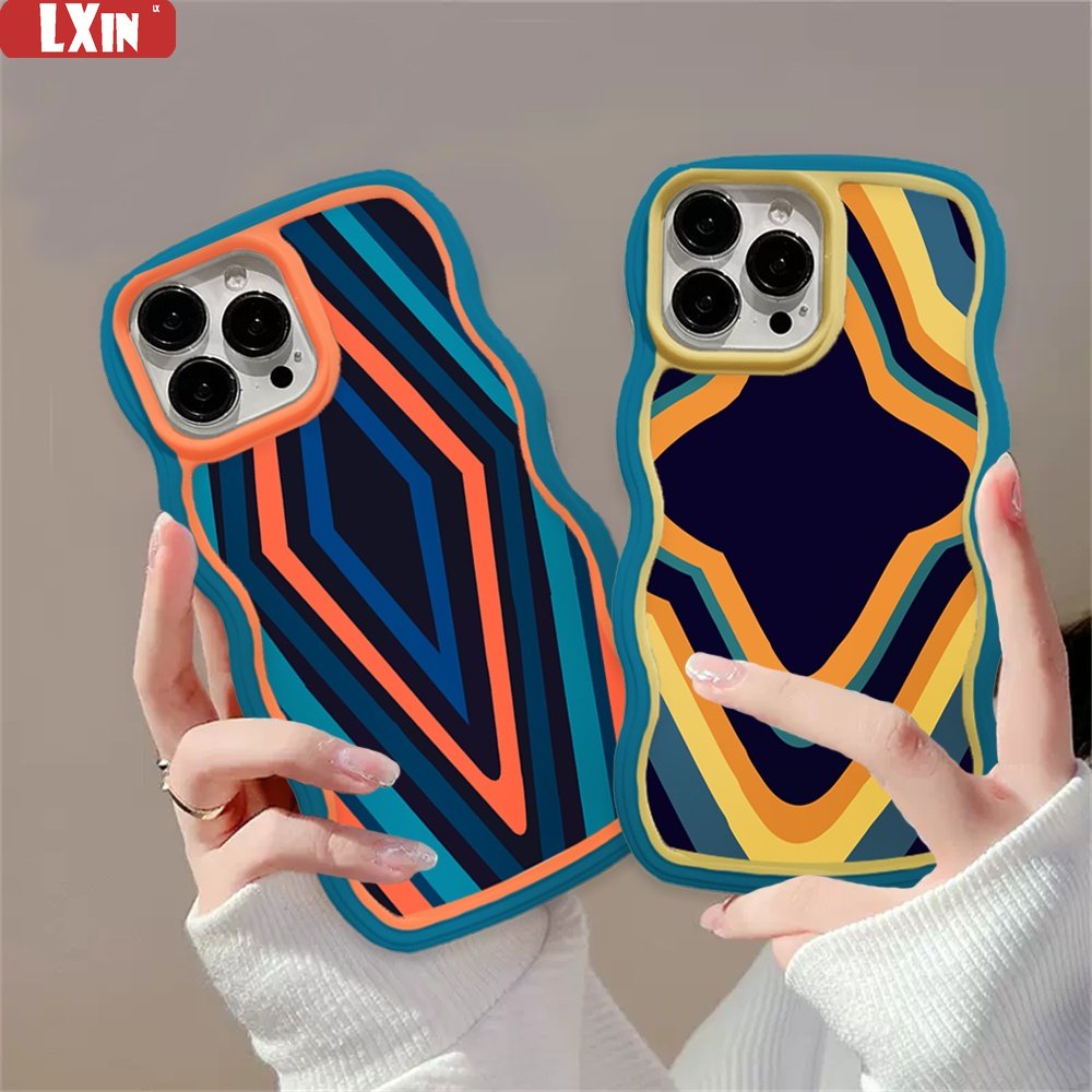 Wave Edge Case Baru OPPO A17 A16 A57 2022 A77s A15 A16K A54 A53 A12 A5S A7 A3S A11k A31 A52 A92 A94 A93 A37 F9 A1K A76 Figure Geometri TPU Phone Case Cover