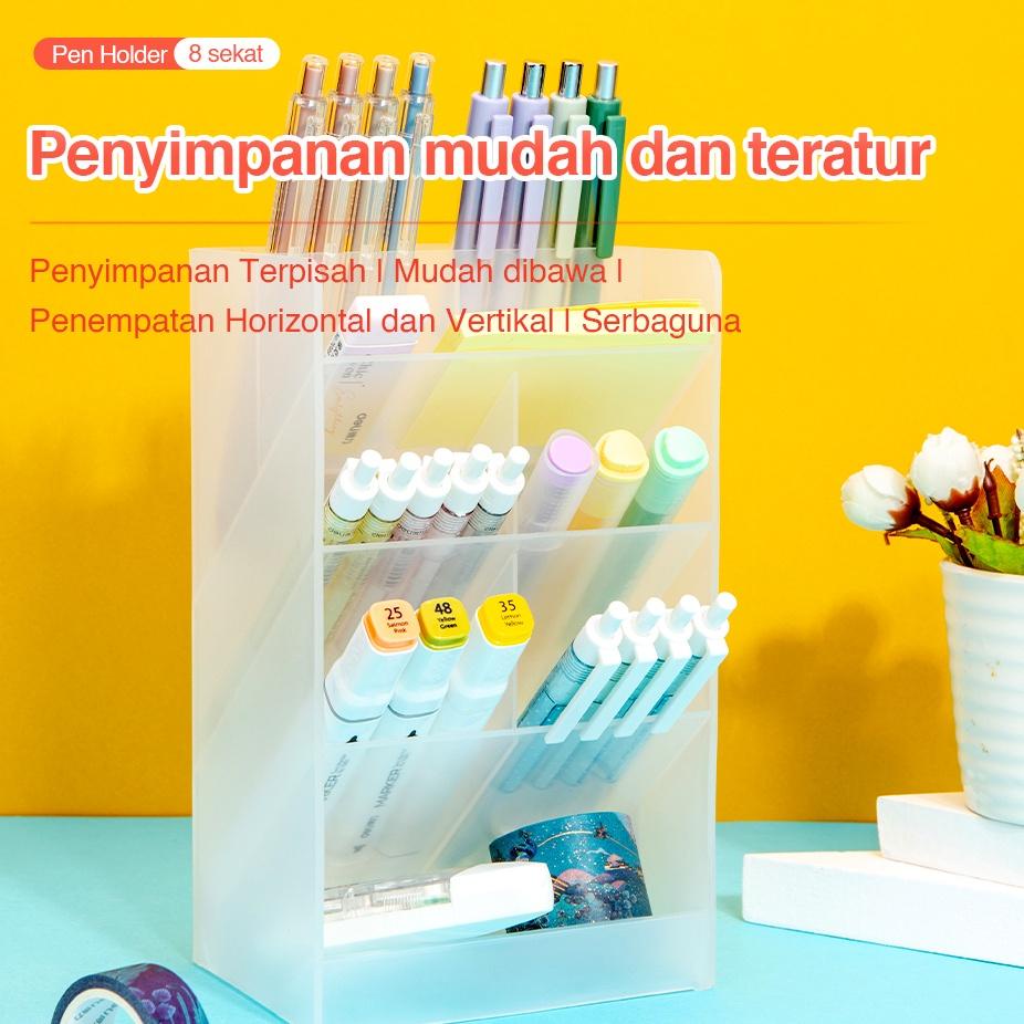 

❂❂❂ Deli Pen Holder / Rak Tempat Pulpen Pensil 4/8 Slot Space Besar Menyimpan Alat Tulis 893X