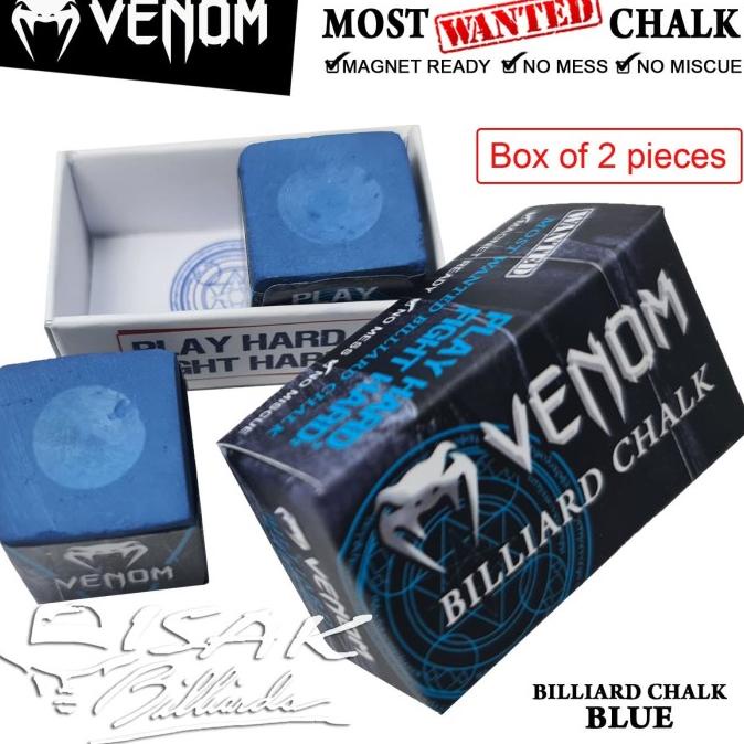 

Premium Venom Chalk Blue - Magnet Ready Box 2 pcs Billiard Chalks Kapur Cuk Gratis Ongkir