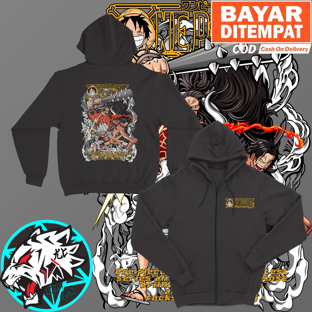 JAKET ZIPPER ANIME ONE PIECE MONKEY D LUFFY BIG SIZE JUMBO JAKET ANIME PRIA WANITA