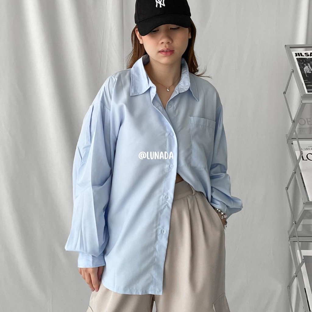 Kemeja Wanita Daily Oversize Puffy Cindy/ Kemeja Kerja Wanita Lengan Balon Oversized Cindy