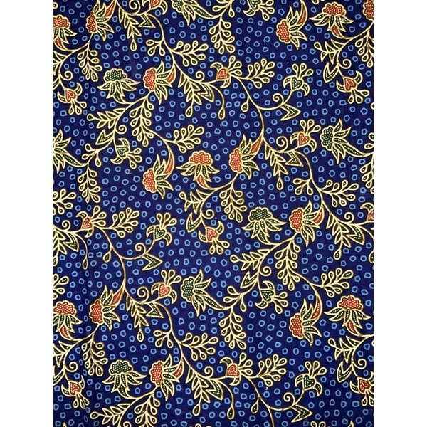 KAIN BATIK BIRU NAVY MOTIF BUNGA SOLO