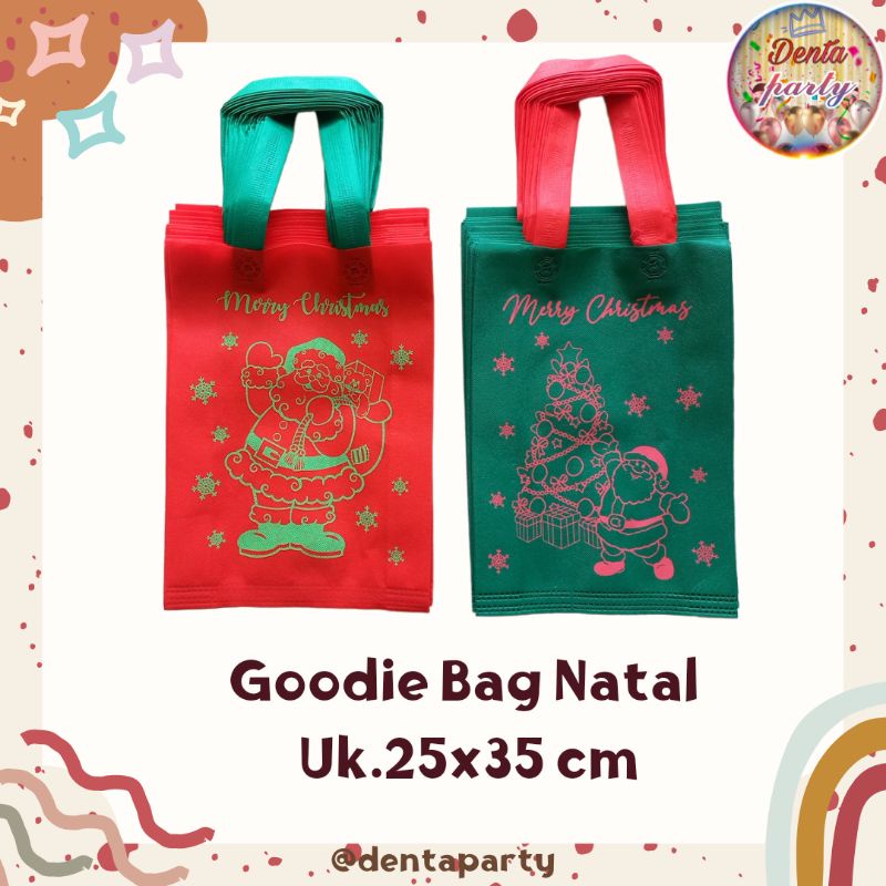 

Goodie Bag Natal/Tas Kain Natal/Tas Bingkisan Parcel Natal uk.25x35 (1pack isi 12)