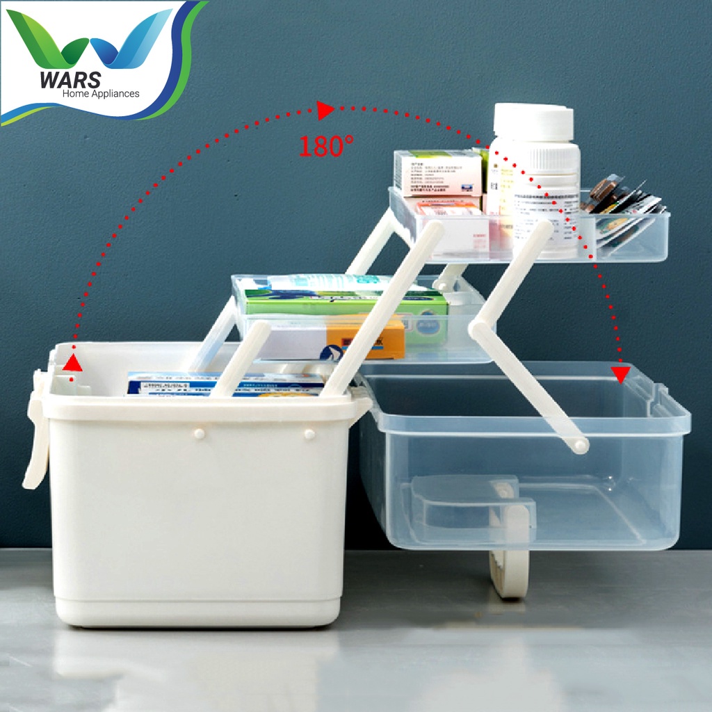 WARS BOX ORGANIZER KOTAK TEMPAT PENYIMPANAN SERBAGUNA JEPIT RAMBUT MAINAN MAKEUP ANAK / OBAT P3K 3