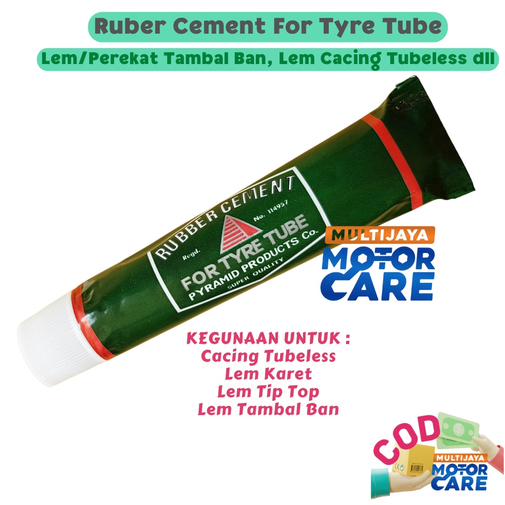 Rubber Cement Lem Karet Tambal Ban Tiptop Lem Cacing Ban Tubeless Pyramid Kemasan Tube