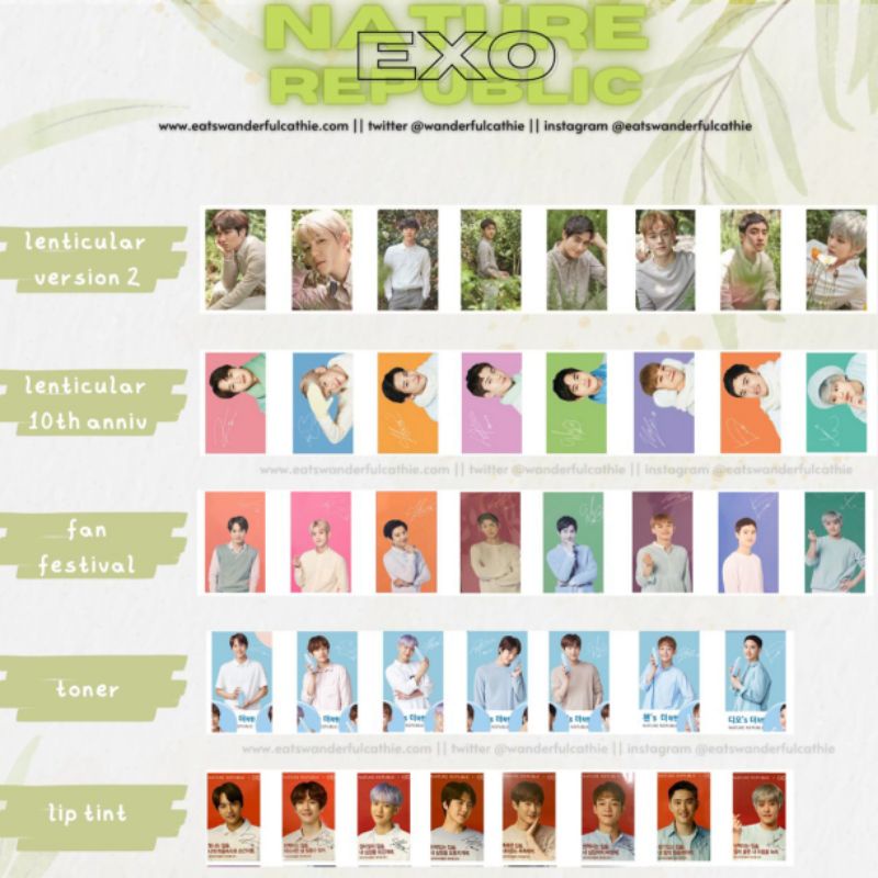 Lenticular PC EXO Nature Republic/10th ANNIVERSARY/READY INA