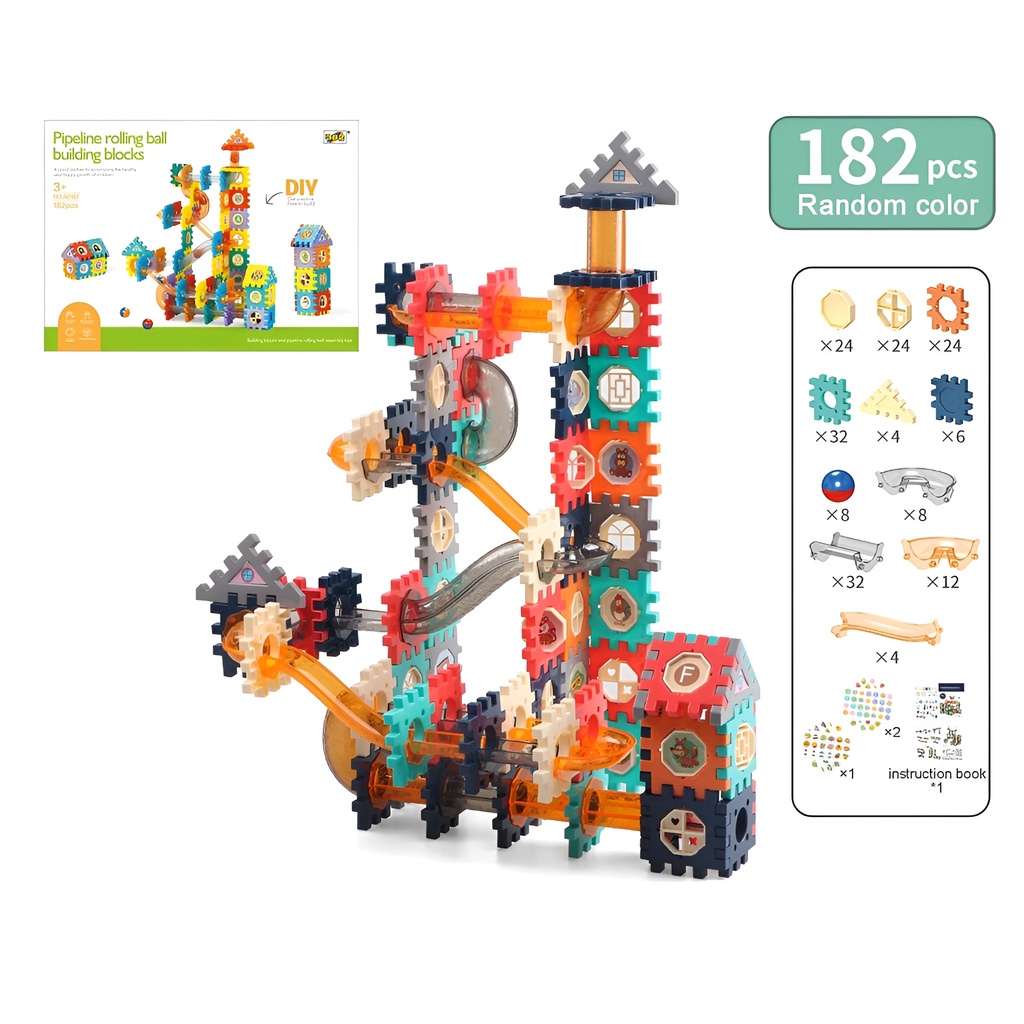 Building Blocks Ball | Mainan Seru Untuk Keluarga | Mainan Edukasi Anak Perempuan 3-4-5-6-7 Tahun | Pipeline Rolling Ball