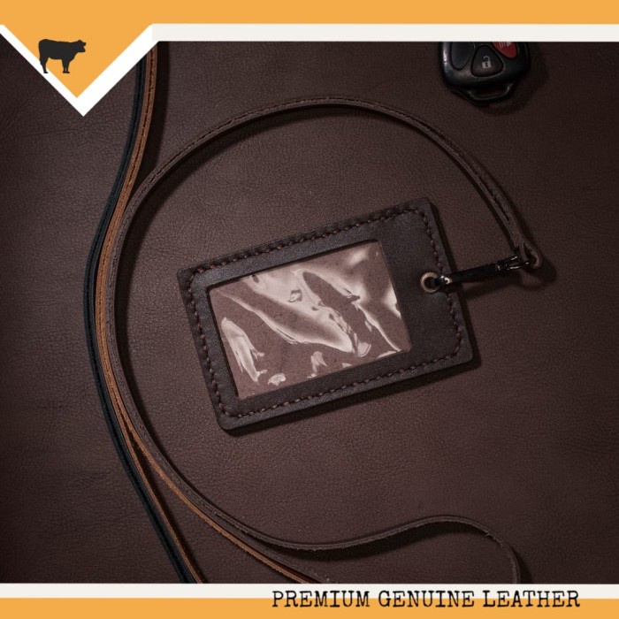 

\"\"\"\] NAME TAG ID CARD HOLDER KULIT ASLI HANDMADE WARNA DARK BROWN