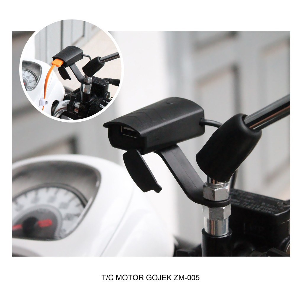 Motorcycle Travel Adaptor AKi Charger HP dari sepeda Motor USB Charge Gojek Grab