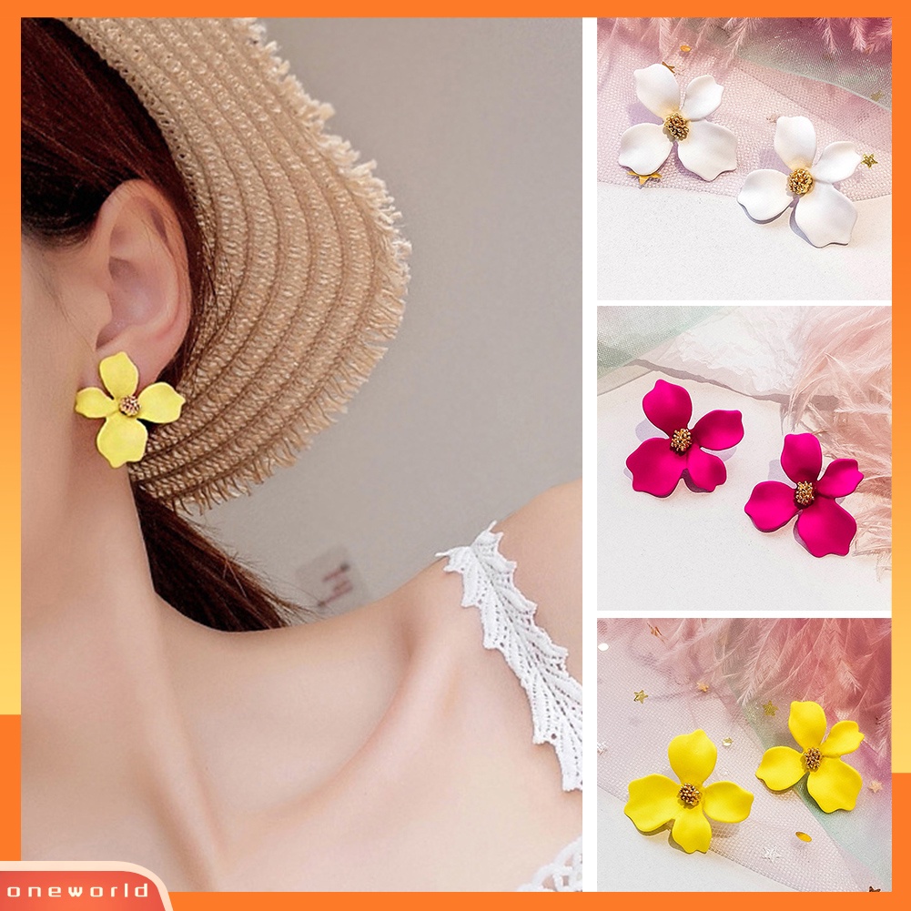 OW@ Fashion Girls Flower Ear Studs Women All-match Date Party Travel Earrings Gift