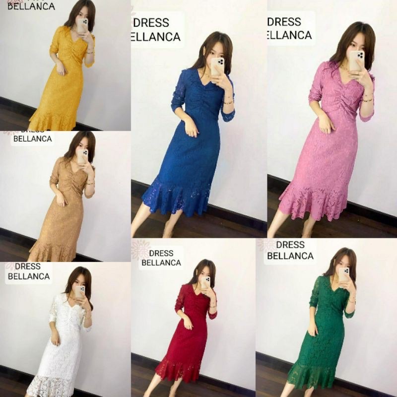 Tk dress bellanca DRESS BRUKAT TULANG dress duyung mermaid fashion wanita Dress natal dress warna pu
