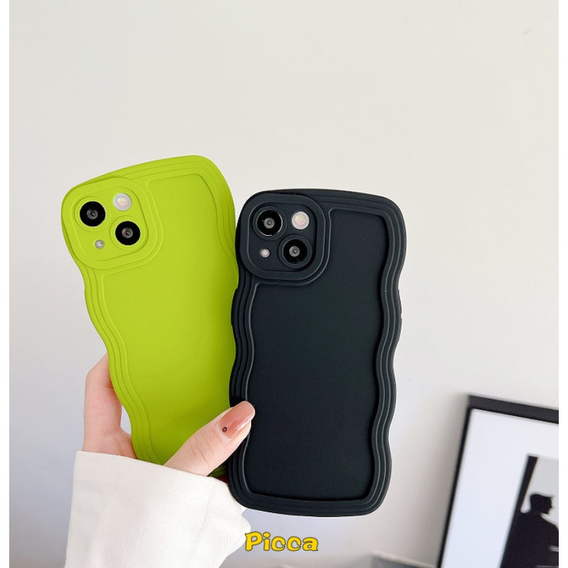 Casing OPPO A17 A15 A16 A12 A17K A77 A74 A5 A9 A16s A96 A5s A7 A95 A55 A16K A54 A57 A1k A77s A53 A3s A76 Reno 8 7 7Z 8Z 6 A12E A52 Mewah Simple Baru Wavy Edge Candy Color Case Pelindung Earphone Bluetooth Airpod