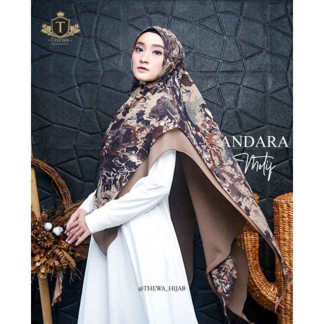 Thewa Hijab Khimar Syari Ceruty Babydoll ANDARA Motif