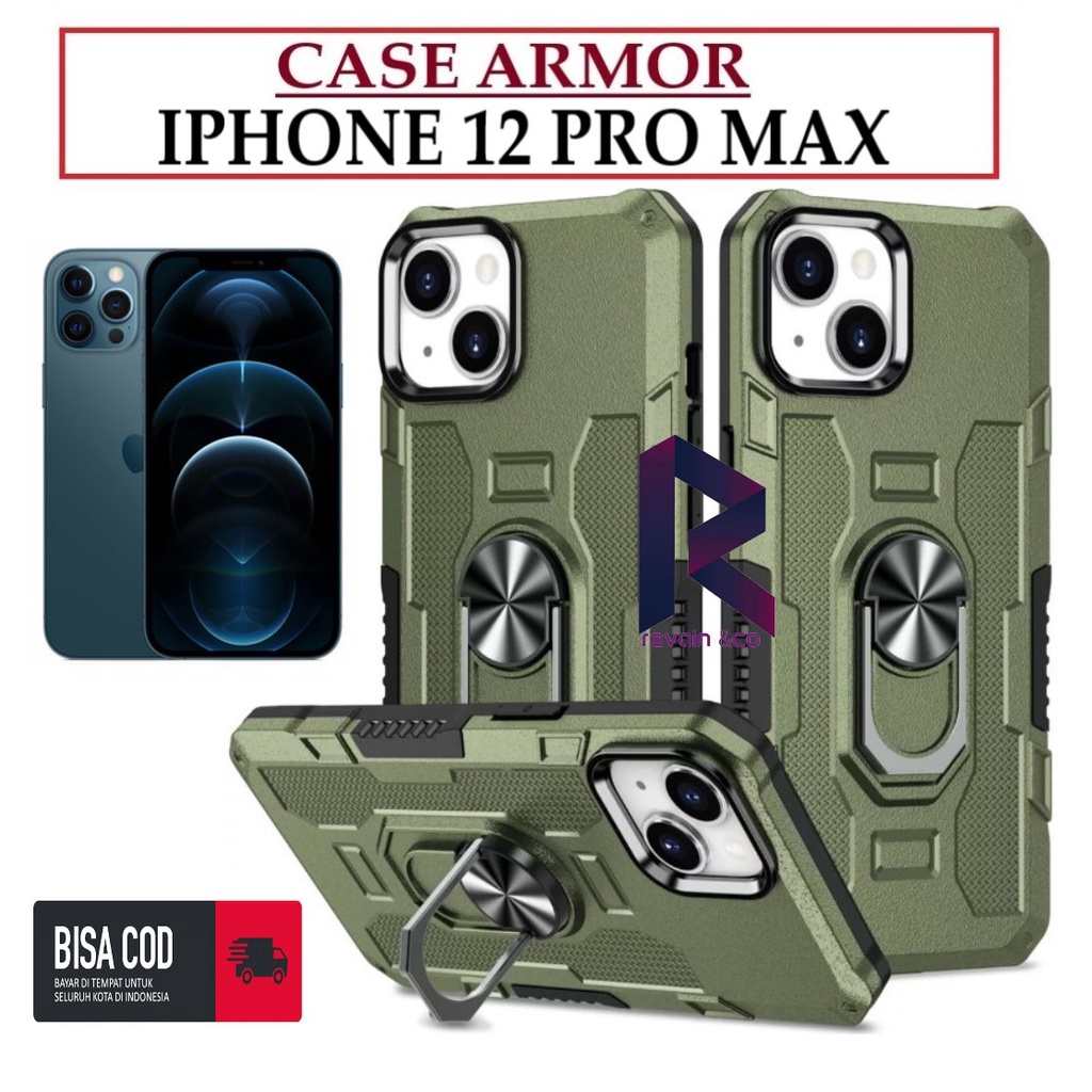 Case Armor IPHONE 12 PRO MAX Iring Cincin Magnetic Kesing Hp Protect kamera Premium Hard Case Standing Robot Pelindung Kamera