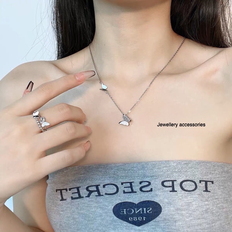 Kalung Titanium Kupu Kupu Elegan Simple Mewah Korea Fashion Style